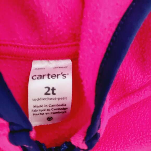 Carter's pink fleece hooded jacket 2T - Picture 2 of 4